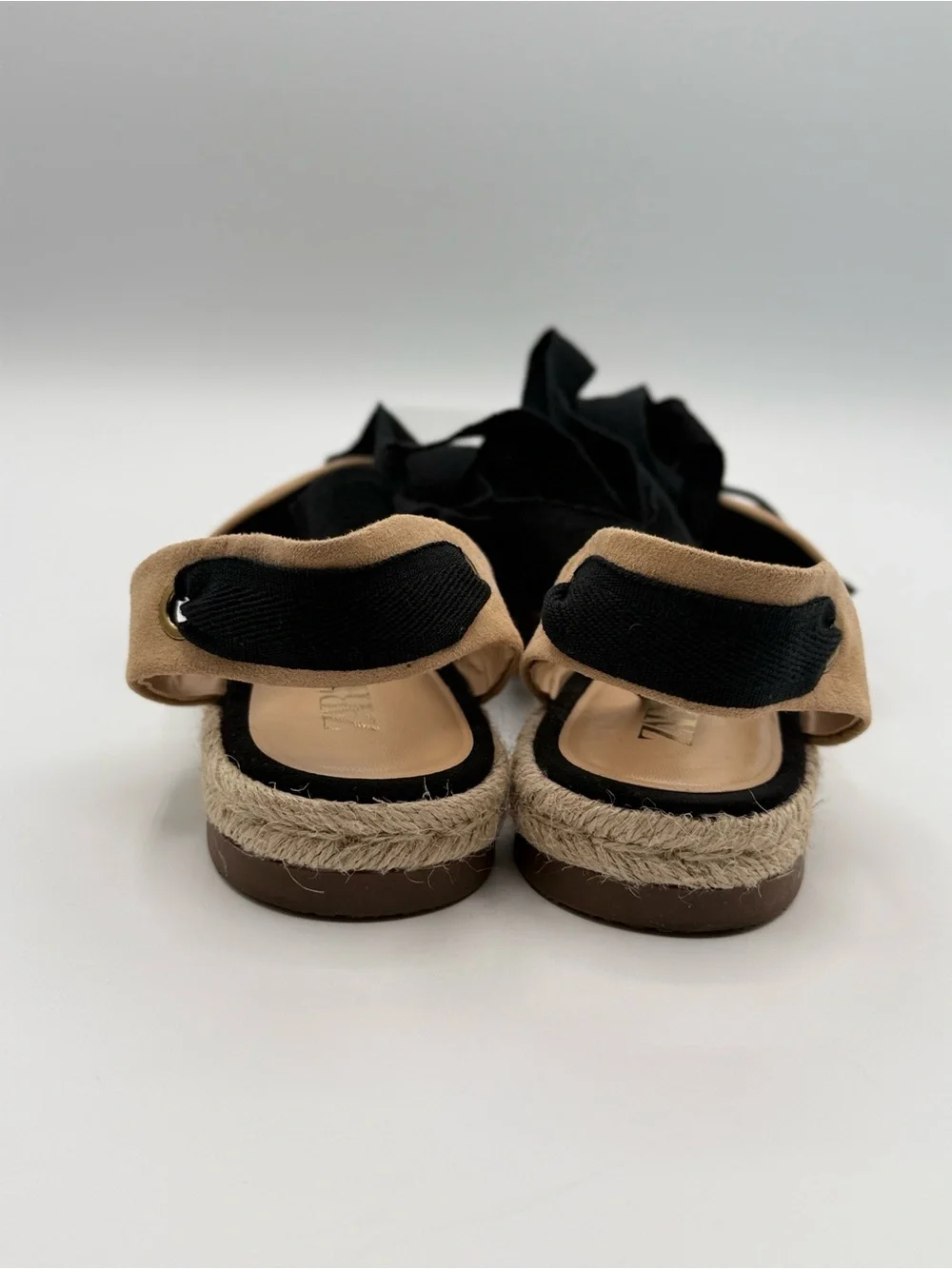 ZARA Women's Two-Tone Black Beige Suede Lace Up Espadrilles Size 9 - Picture 8 of 10